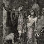 Dicksee, Frank. "Antony & Cleopatra," act III, scene IX [ie, 11]. Engraved by G. Goldberg. London: Cassell, Petter & Galpin, mid to late 19th century.