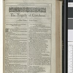 Shakespeare, William. The Tragedy of Coriolanus. In Mr. William Shakespeares comedies, histories, & tragedies: published according to the true originall copies. London: Isaac Jaggard and Edward Blount, 1623.