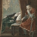 Bida, Alexandre, Artist. Henry IV [pt. 2, IV, 5, The prince is about to take the crown from the king]. 19th century.