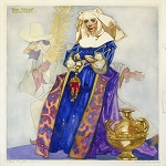 Groesbeck, Dan Sayre, artist. Costume design for Edna May Oliver as the Nurse in George Cukor's 1936 MGM film of Romeo and Juliet. Watercolor, ca. 1936. United States: Metro Goldwyn-Mayer, ca. 1936. - opens in new tab
