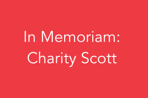 Banner linking to article collection celebrating Charity Scott