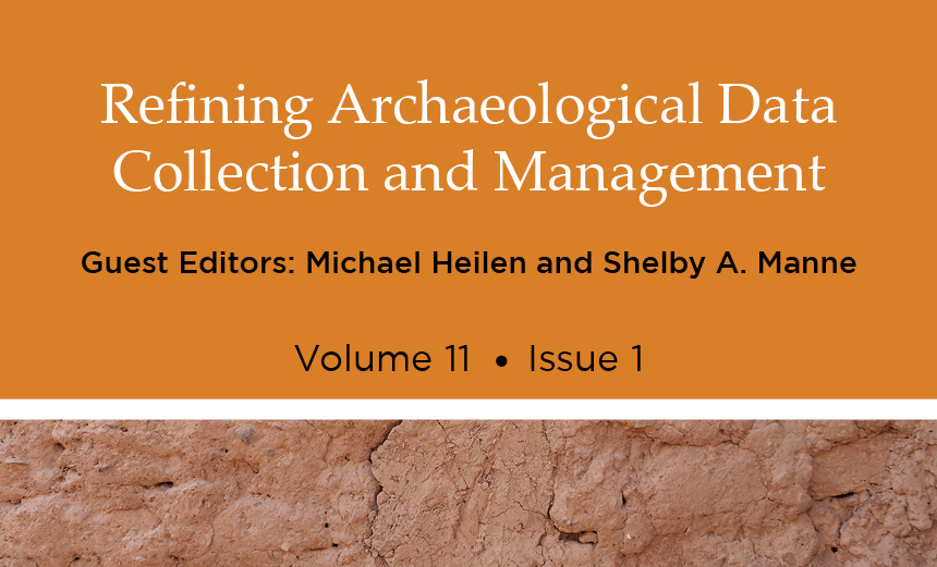 Yellow Background and AAP branding with text introducing the special issue - Refining Archaeological Data Collection and Management
