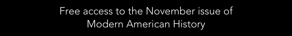 Black rectangle with text saying Modern American History free to access issue