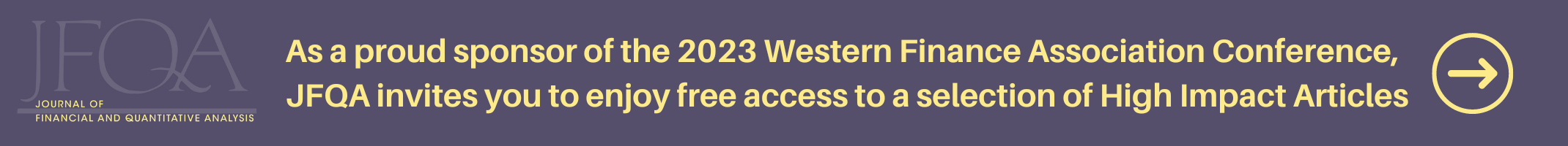 As a proud sponsor of WFA 2023, JFQA invites you to enjoy free access to high impact articles
