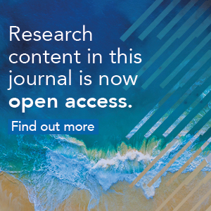 Patterned background with text that says 'Research content in this journal will be open access from 2023. Find out more'